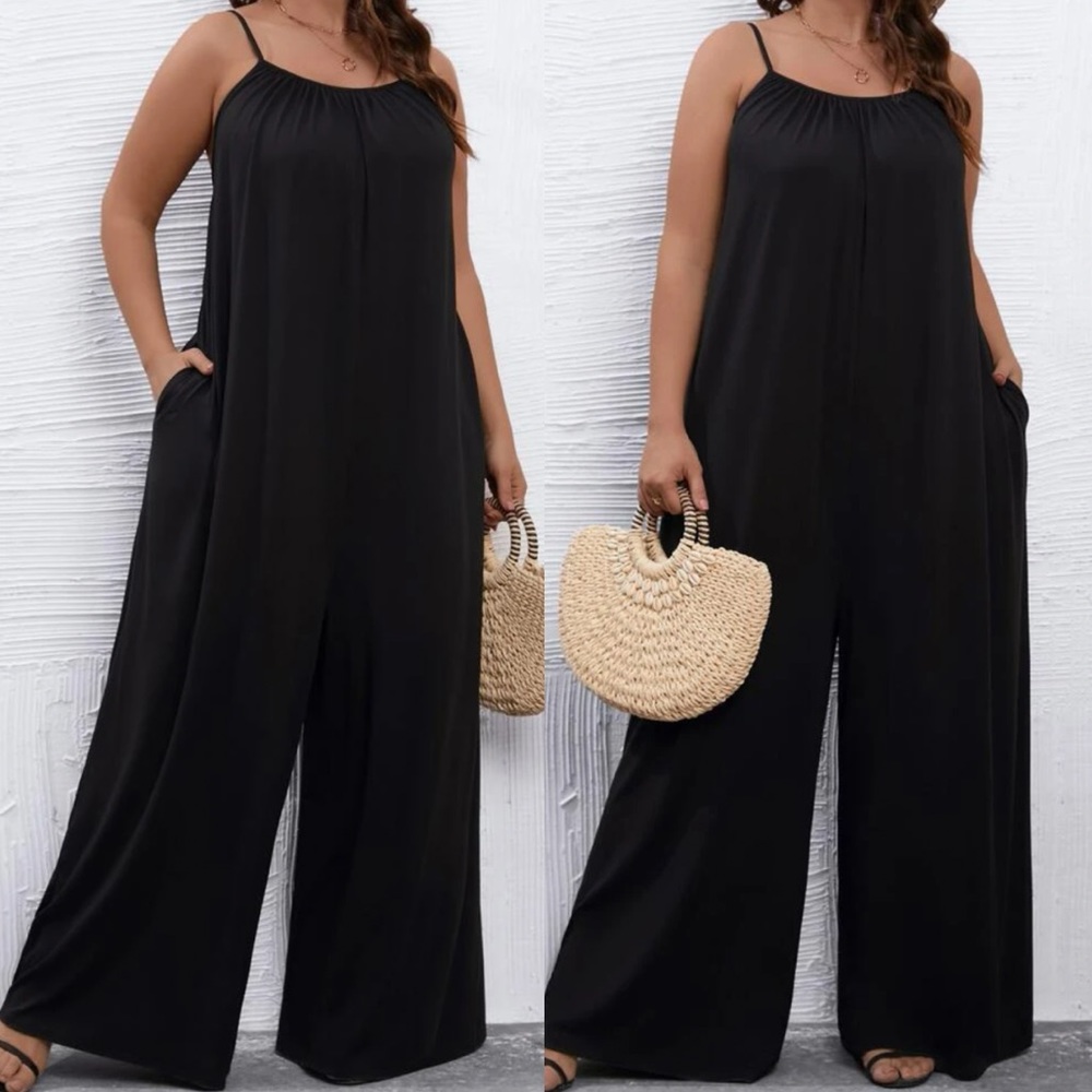 Plus size hidden pocket comfy cami jumpsuit